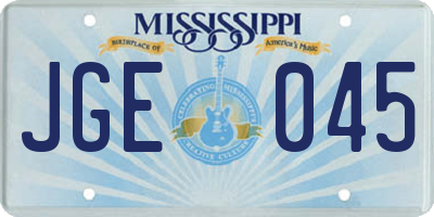 MS license plate JGE045