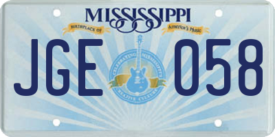 MS license plate JGE058