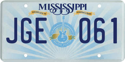 MS license plate JGE061
