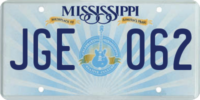 MS license plate JGE062