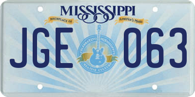 MS license plate JGE063