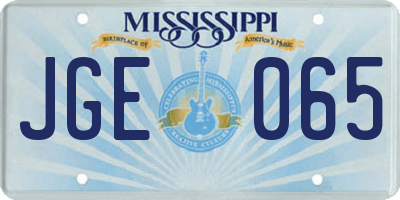MS license plate JGE065