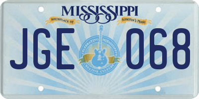 MS license plate JGE068