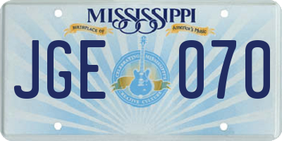MS license plate JGE070