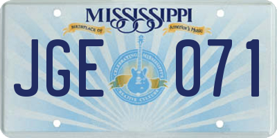 MS license plate JGE071