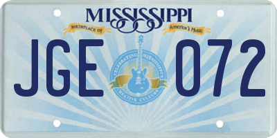 MS license plate JGE072