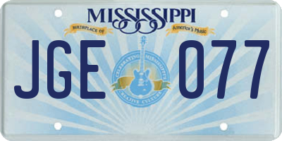 MS license plate JGE077