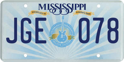 MS license plate JGE078