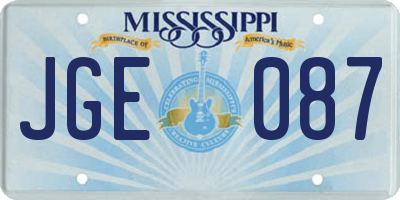 MS license plate JGE087