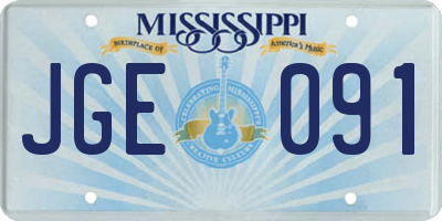 MS license plate JGE091