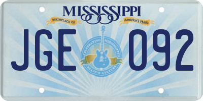 MS license plate JGE092