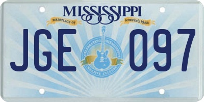 MS license plate JGE097