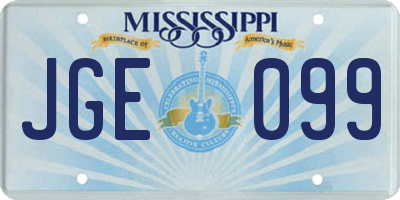 MS license plate JGE099