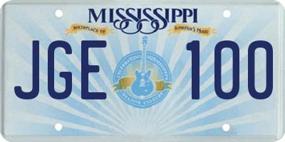 MS license plate JGE100