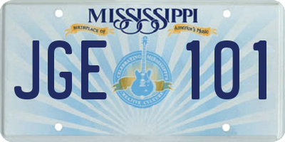 MS license plate JGE101