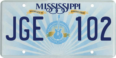 MS license plate JGE102