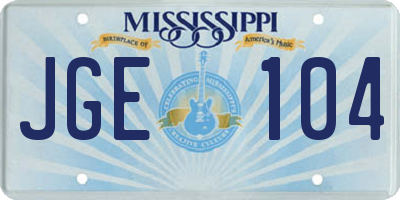 MS license plate JGE104