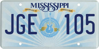 MS license plate JGE105