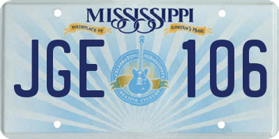 MS license plate JGE106