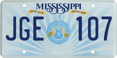 MS license plate JGE107