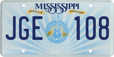 MS license plate JGE108