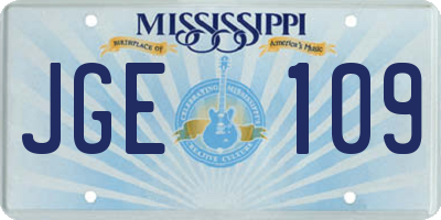 MS license plate JGE109