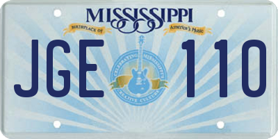 MS license plate JGE110