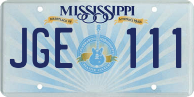 MS license plate JGE111