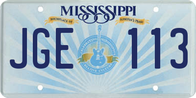 MS license plate JGE113
