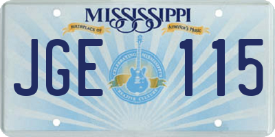 MS license plate JGE115