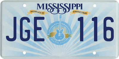 MS license plate JGE116