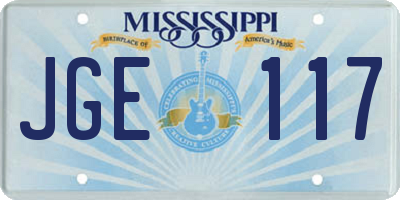 MS license plate JGE117