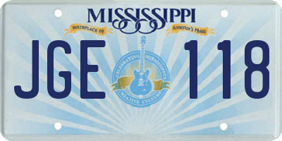 MS license plate JGE118
