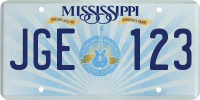 MS license plate JGE123