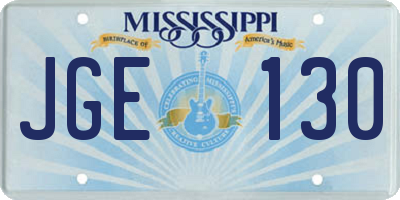 MS license plate JGE130