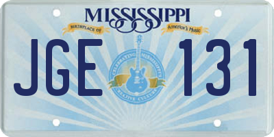 MS license plate JGE131