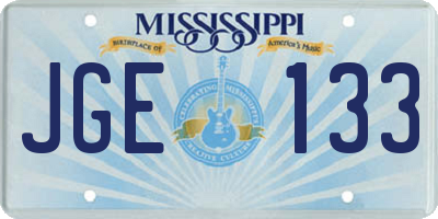 MS license plate JGE133
