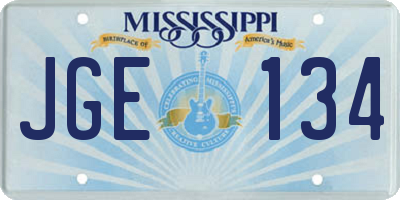 MS license plate JGE134