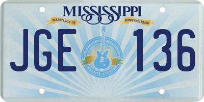 MS license plate JGE136