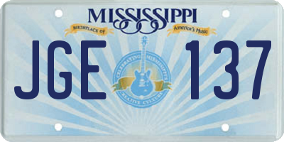 MS license plate JGE137