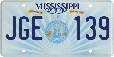MS license plate JGE139