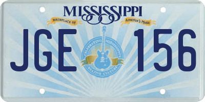 MS license plate JGE156