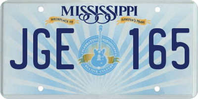 MS license plate JGE165