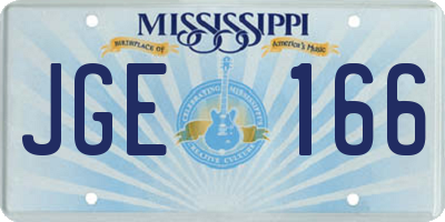 MS license plate JGE166