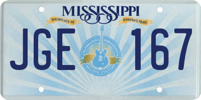 MS license plate JGE167