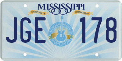 MS license plate JGE178