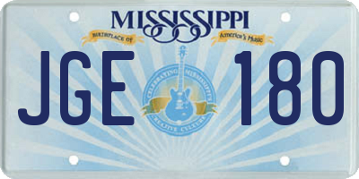 MS license plate JGE180