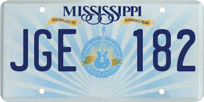 MS license plate JGE182