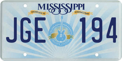 MS license plate JGE194