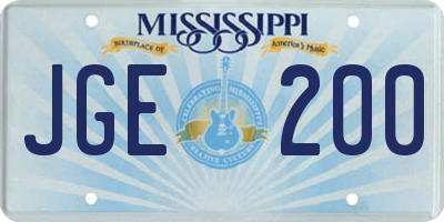 MS license plate JGE200